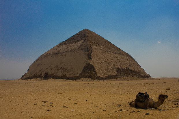 Bent Pyramid, with Camel, Dahshur Bent Pyramid at Dahshur, Cairo, Egypt, with camel.