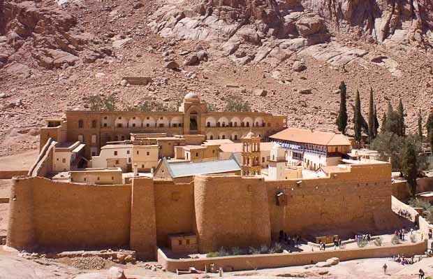 Mount Sinai St. Catherine's Monastery St. Catherine's Monastery against rugged mountains.