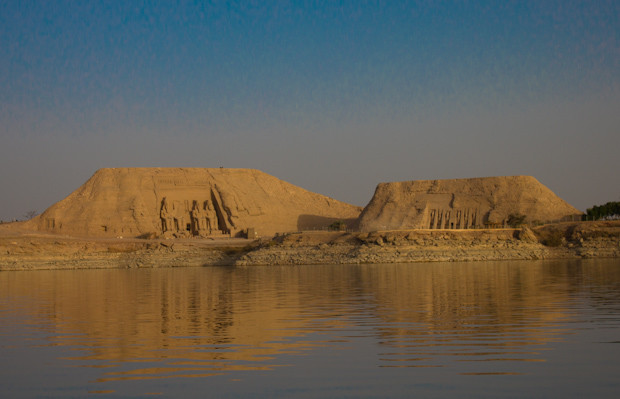 Abu Simbel temples Temples of Ramses II and Nefertari reflected in Lake Nasser at Abu Simbel.