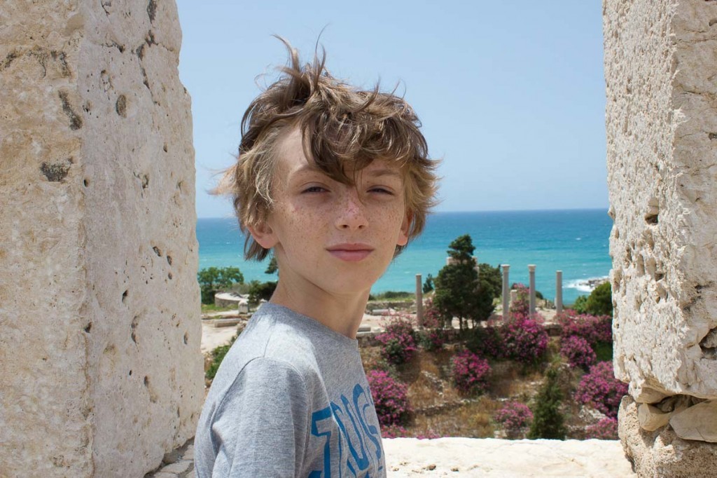 Z looking over the ruins of Byblos in Lebanon, from a crusader castle.