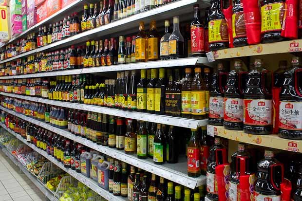 Chinese Supermarket Sauces chinese supermarket soy sauce aisle.