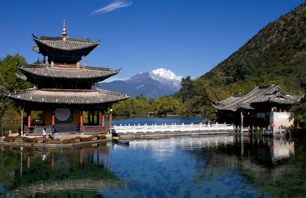 View of Jade Dragon Snow Mountain from Black Dragon Pool Park, Lijiang