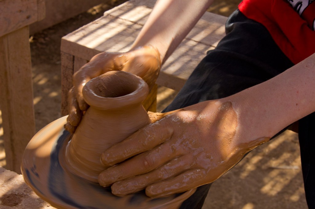 Working with a potter's wheel in Cairo.