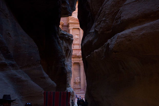 Petrafied in Petra-3 View of the Treasury through the Siq at Petra.