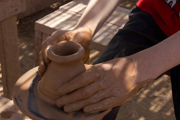 Potter's Wheel Using a potter's wheel at Fagnoon in Cairo.