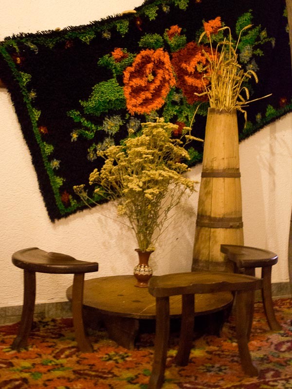 Rose patterned carpet Rose patterned carpet on wall of Bulgarian mekhana.
