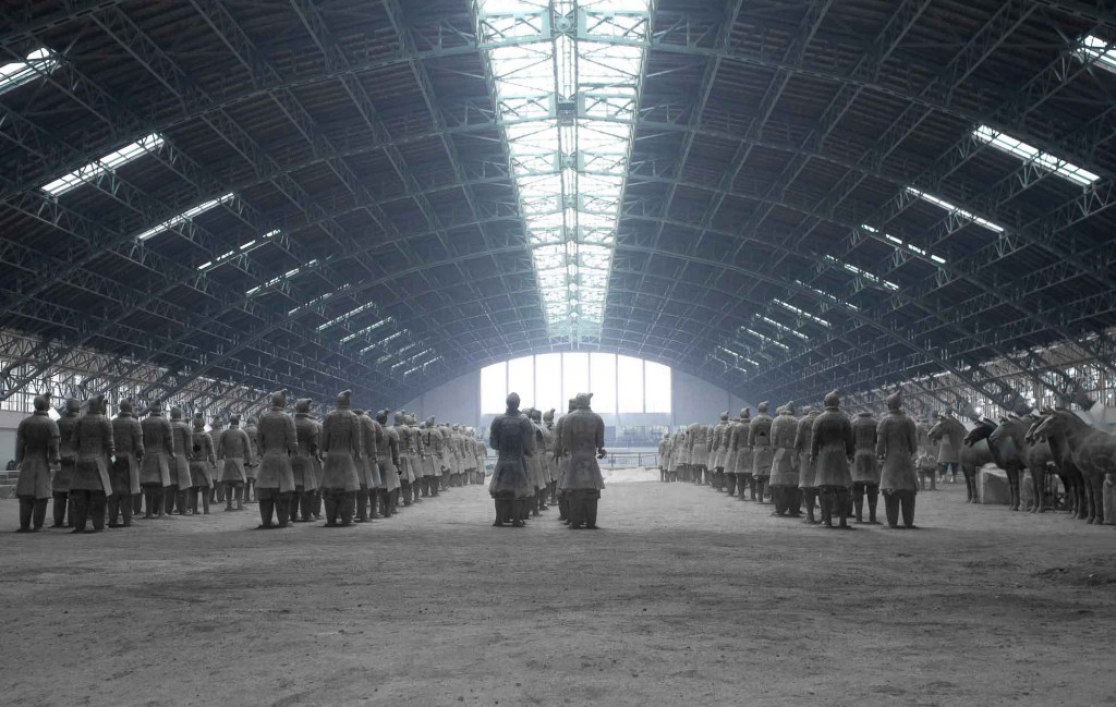 Terracotta Warriors 1 Terracotta Warriors in their hangar in Xi'an.