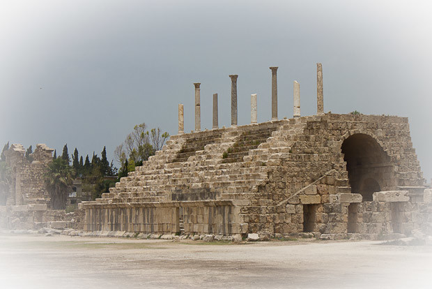 Tyre-11 Remains of a hippodrome grandstand at the al-bass archaeological site, Tyre.