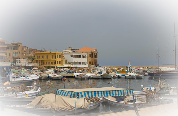 Tyre-6 The working fishing port at Tyre, with boats, dates back to Phoenician times.