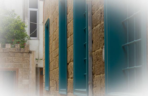 Tyre Old Town-2 Shutters and windows of Tyre Old Town, Lebanon.