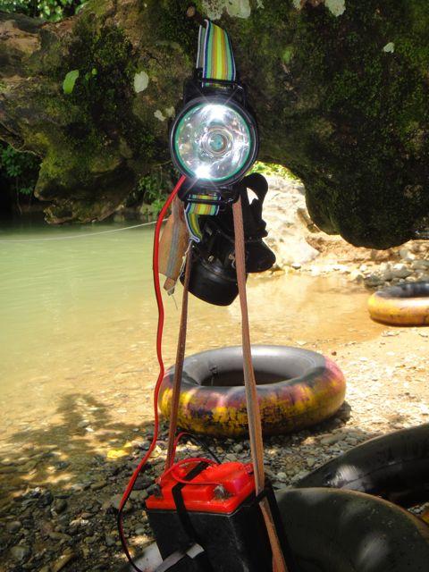 Waterproof torch, Lao style Waterproof torch, with battery, Lao style.