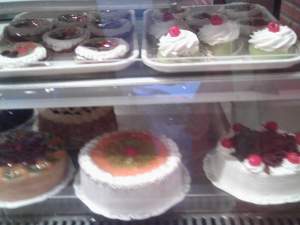 Cake display, Scandinavian Bakery, Vientiane, Laos