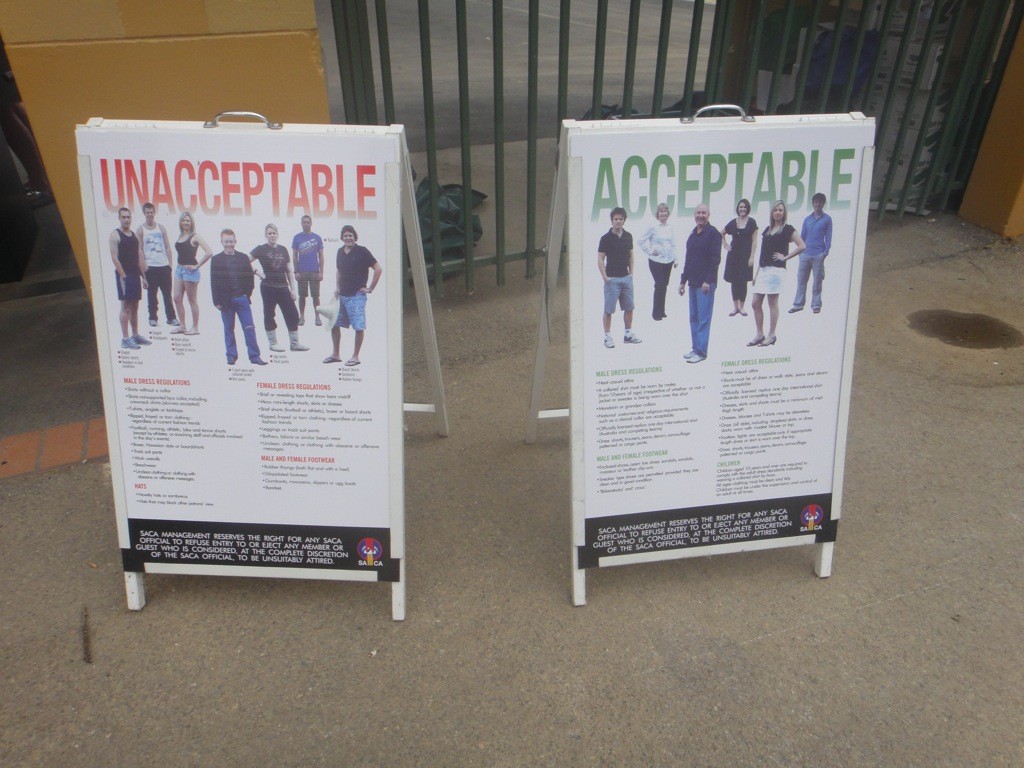 dress codes acceptable and unacceptable dress codes for entry to the members area at Adelaide Oval