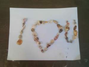 shell_art_birthday_present I Heart U spelt out in shells.