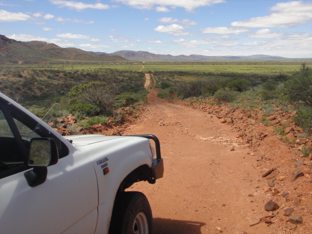 toyota hilux front end of Toyota Hilux ute heading out into the horizon