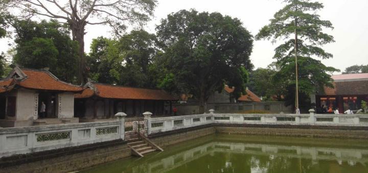 Trees and reflecting pool in the Temple of Literature, Hanoi, Vietnam