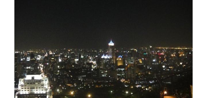 city skyline of bangkok at night, seen from Vertigo, Bangkok.