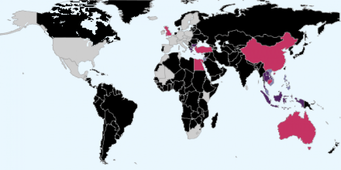 Map of countries EscapeArtistes have visited.