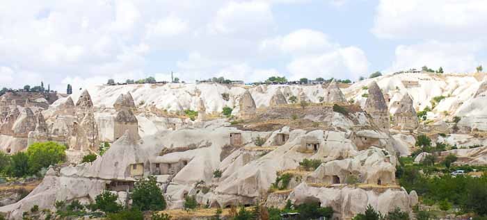 Cave houses in Cappadocia, Turkey.