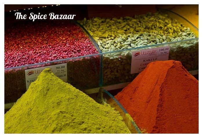 Heaped spices at the Istanbul Spice Bazaar.