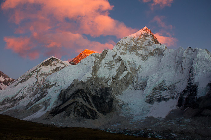 Everest Base Camp: Everest and Nuptse seen from Kala Patthar.