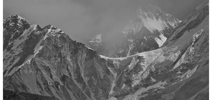 View from Gorak Shep towards Everest Base Camp.