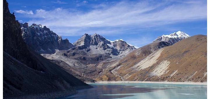 Ice and water in the glacier lakes at Gokyo, Nepal.