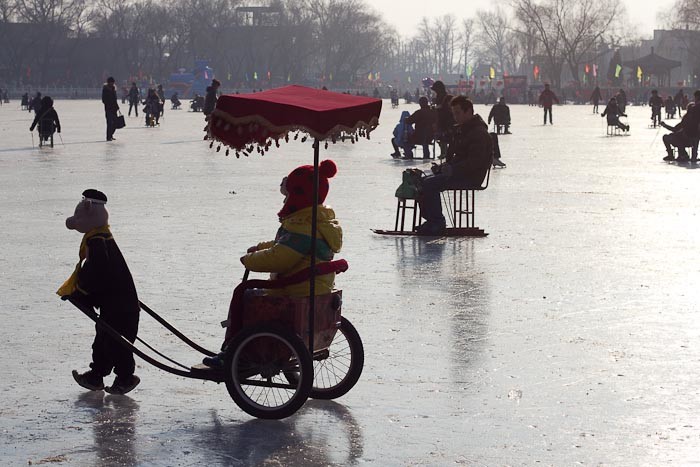 Robo powered rickshaw on Qianhai Lake, Beijing.