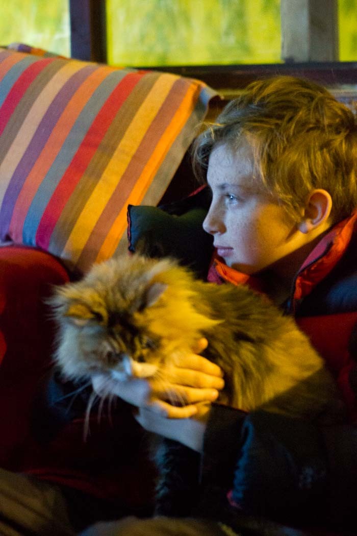 Zac and cat in Beijing.