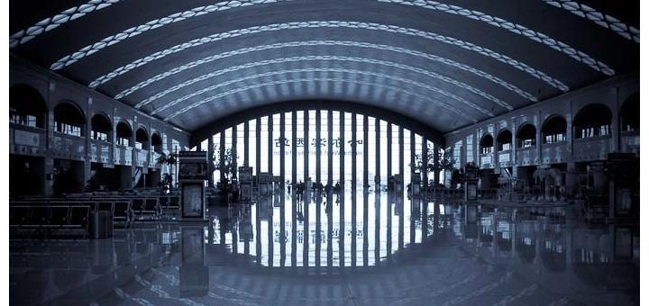 Waiting room at Harbin Xi train station.
