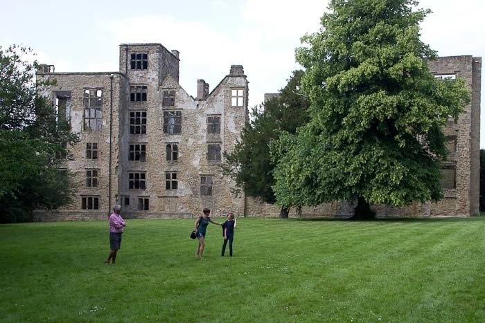Hardwick Old Hall, with Zac, me and Grandpa.