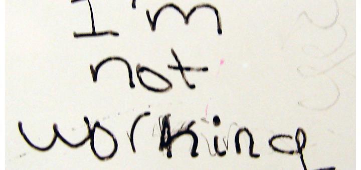 Graphic of I'm Not Working by Quinn Dombrowski.