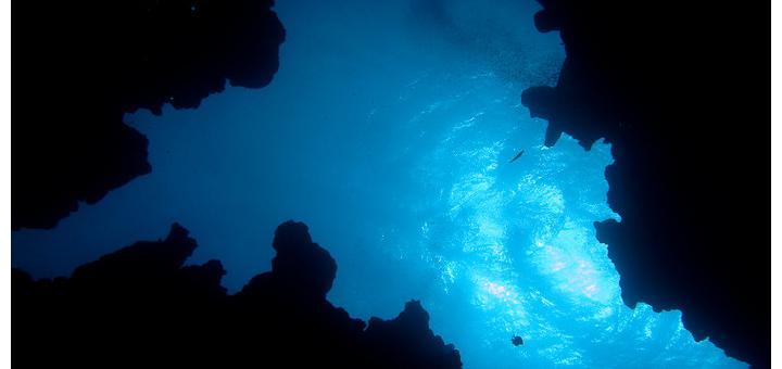 Diving Dahab - looking up at the entrance to the Canyon.