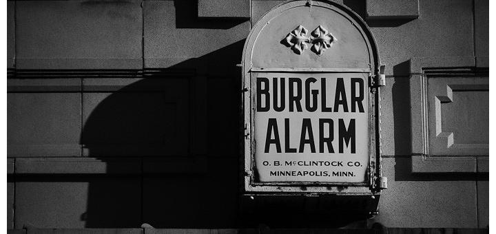 Black and white retro burglar alarm.