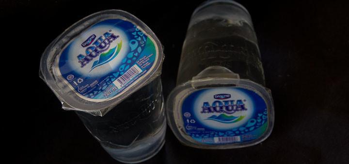 Aqua Cup - or Gelas Aqua - single-use, single-serving water.