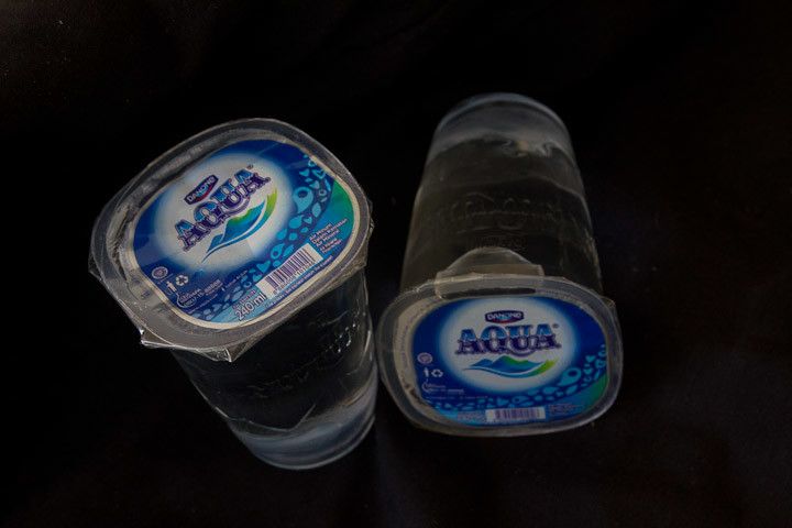 Aqua cup - or gelas Aqua - single-use, single-serving water that's an environmentalist's nightmare.