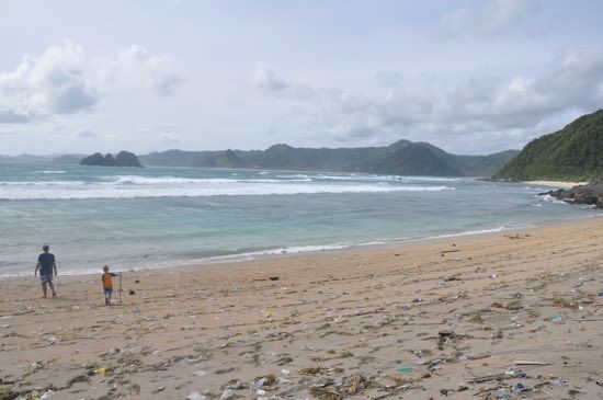 More Aqua garbage on a Lombok beach.