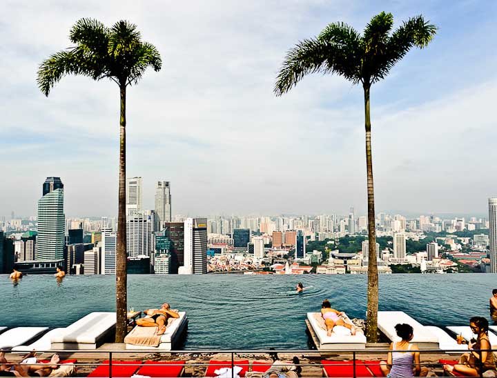 The infinity pool at the Marina Bay Sands has quite the view.