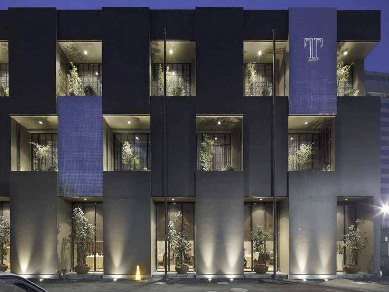 Exterior of the Hangzhou Tea Boutique Hotel exterior.
